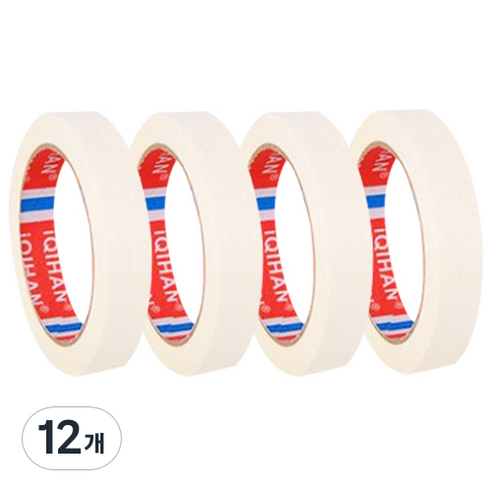 iQIHAN 다다 칼라 마스킹테이프 흰색 20 mm x 20 m, 12개