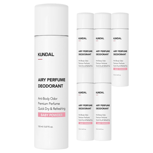 쿤달 에어리퍼퓸 데오드란트 스프레이 베이비파우더향, 150ml, 6개