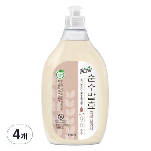 참그린 순수발효 곡물주방세제, 480ml, 4개