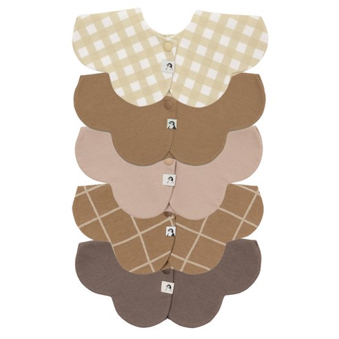 코니 턱받이 5종 C세트, 베이지 + 모카 + 크리미깅엄 + 브라운체크 + 카라멜브라운, 1세트