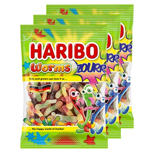 하리보 웜즈 사우어 젤리, 100g, 3개