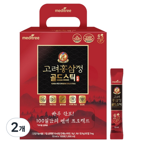 메디트리 고려 홍삼정 골드 스틱 100p, 2개, 1L