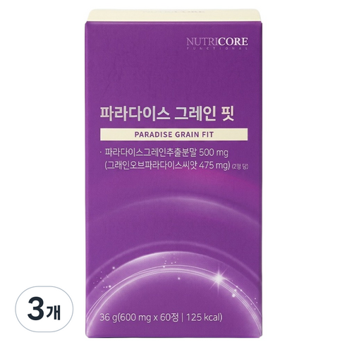 뉴트리코어 파라다이스 그레인 핏 36g, 60정, 3개