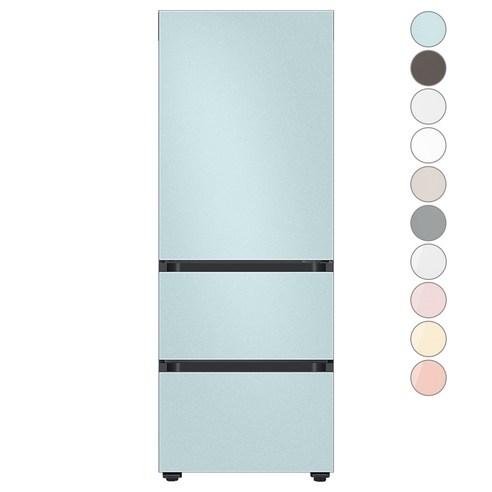 [색상선택형] 삼성전자 비스포크 김치플러스 3도어 키친핏 냉장고 313L 방문설치, 코타모닝블루+모닝블루, RQ33C74B1AP