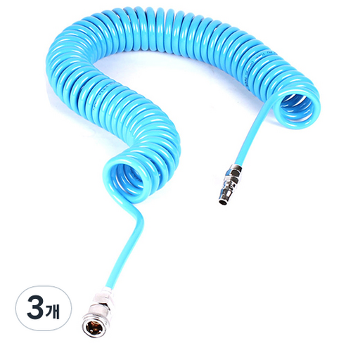 코리아뉴메틱 PU 우레탄 코일 콤프레샤호스 청색 10mm x 6.5mm x 7.5m, 3개