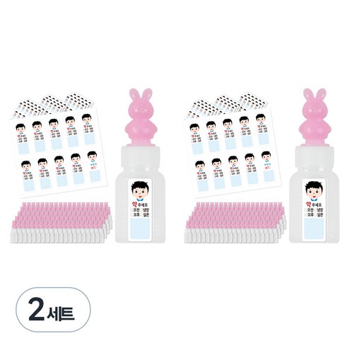 토끼 캐릭터약병 12ml 100p + 블루둥이 방수스티커 100p, 2세트