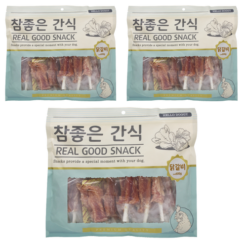 헬로도기 참좋은간식 강아지 건조간식, 닭갈비, 400g, 3개