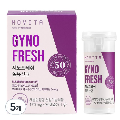 지노프레쉬 질유산균, 30정, 5.2g, 5개
