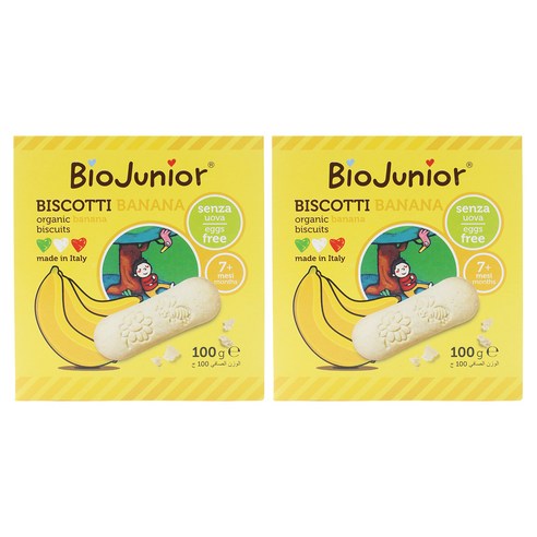바이오주니어 유아용 유기농 바나나 비스킷, 바나나맛, 100g, 2개
