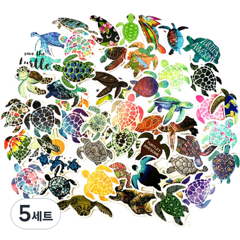 셀렉트스티커 캐리어스티커 노트북 스트릿 거북이 50종 세트, 혼합색상, 5세트