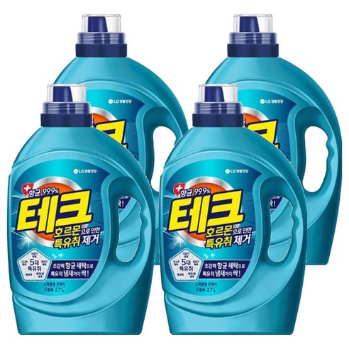 테크 호르몬 특유취 제거 액체세제 드럼용 용기, 2.7L, 4개