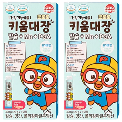 뽀로로 유아용 키움대장 칼슘 + Mn + PGA 영양식품 15p, 300g, 2개