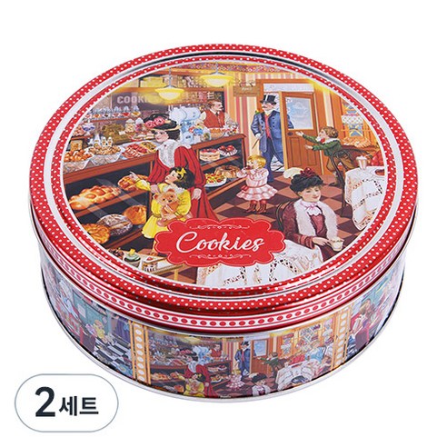 다네시타댄케이크 빈티지 베이커리 버터쿠키 틴 세트 454g, 2개