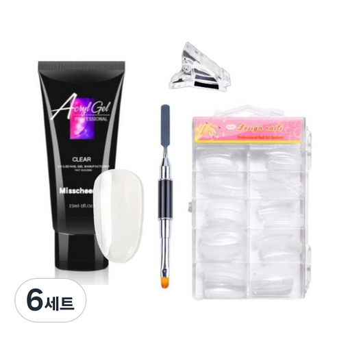 미스치어링 폴리젤 15ml 연장 세트, CLEAR(젤), 6세트