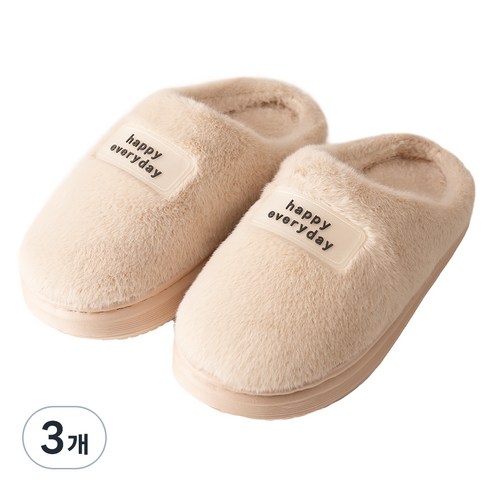 스톤콜드 층간 소음 털 슬리퍼, 3개, 크림화이트