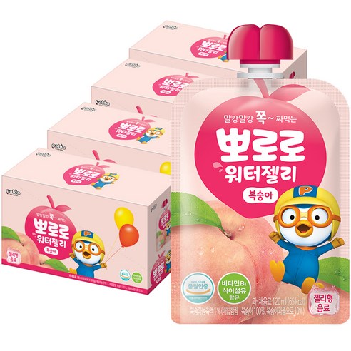 팔도 뽀로로 워터젤리 복숭아, 120ml, 40개입