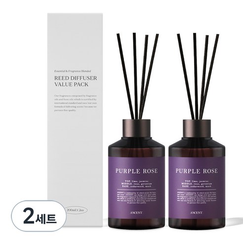 에이센트 네이처 실속형 디퓨저, 퍼플로즈, 200ml, 4개