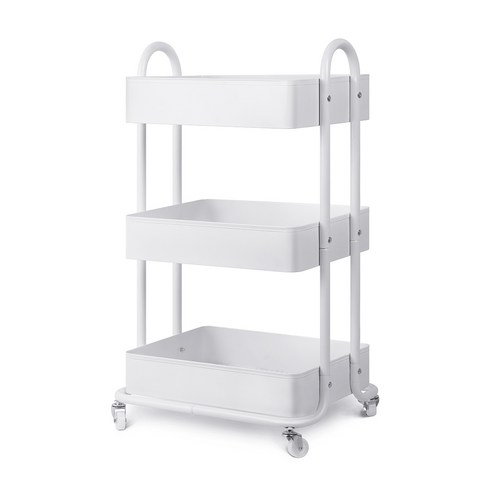 리빙톤이동식폴딩수납장 리빙톤이동식폴딩수납장 룸앤홈 헤이즈 수납 트롤리 M, 내추럴 + 크림화이트 미까사 보니따 3단 핸들 수납 선반 메탈 트롤리 카트 + 스토퍼 바퀴 세트 MT-03, 화이트