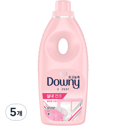 다우니 섬유유연제 실내건조 플로럴 프레시 장미와 뮤게향, 1L, 5개