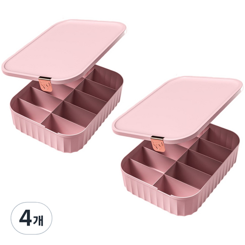 부스마켓 먼지 방지 커버 홈디자인 속옷 정리함 10칸, 핑크, 4개