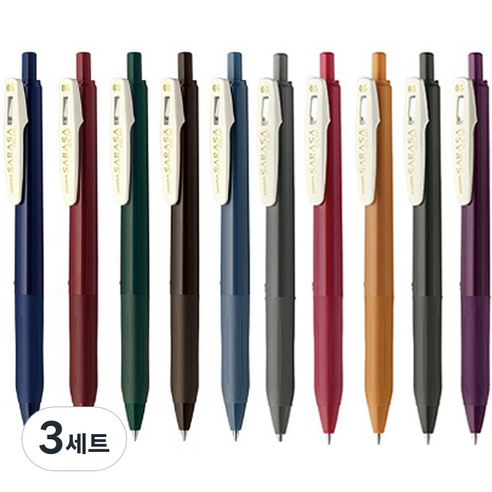 제브라 사라사클립 빈티지 볼펜 0.5mm 10색 세트, 혼합 색상, 3세트