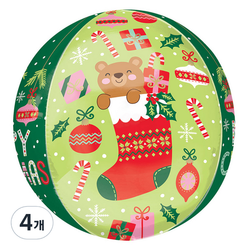 아나그램 은박풍선 옹브레 베어리 크리스마스 40cm, 그린, 4개