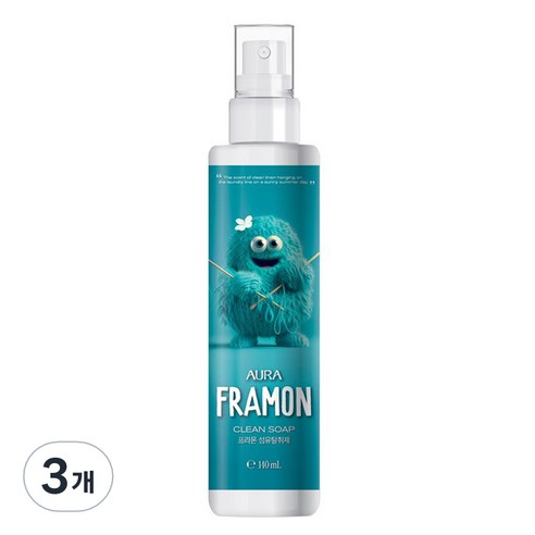 아우라 프라몬 섬유탈취제 클린솝, 140ml, 3개