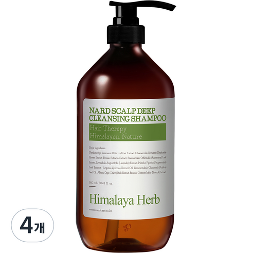 부케가르니 나드 두피 비듬 딥 클렌징 가려움 케어 샴푸, 900ml, 4개
