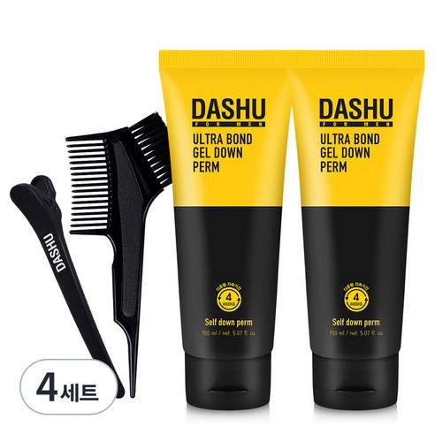 다슈 포 맨 울트라 본드 젤 다운펌 대용량 150ml 2p + 브러쉬콤브 + 집게 + 장갑 + 펌지세트, 4세트