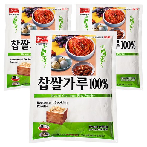 화미_찹쌀가루100%(국산/면세), 300g, 3개