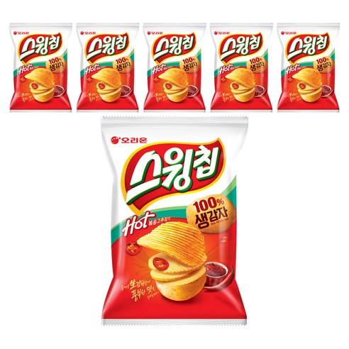 오리온 스윙칩 볶음고추장맛, 110g, 6개