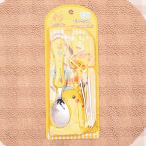 릴팡 포켓몬스터 교정용 젓가락 스푼 케이스세트 PK6525, 노란색, 1세트