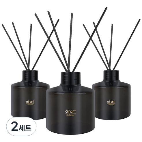 에어아트 에어테리어 아로마 디퓨저 200ml x 3p + 리드스틱 15p 세트, 로즈 스파클, 600ml, 2세트