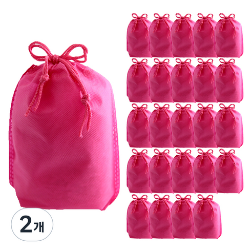부직포 복주머니 더스트백 12 x 15 cm 25p, 핫핑크, 2개