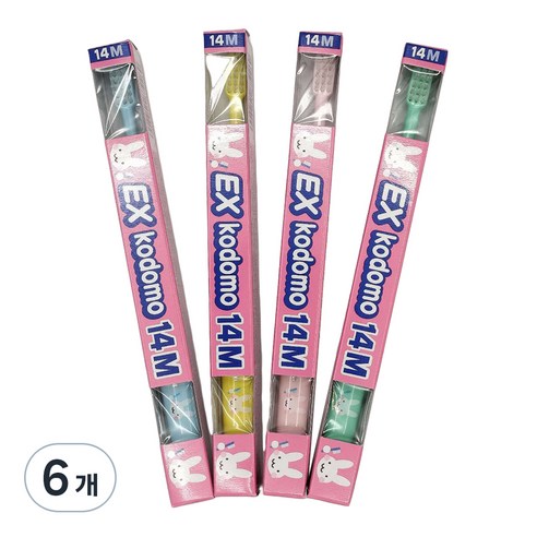코도모 부모님지도용 어린이 칫솔 14M, 혼합색상, 4개입, 6개