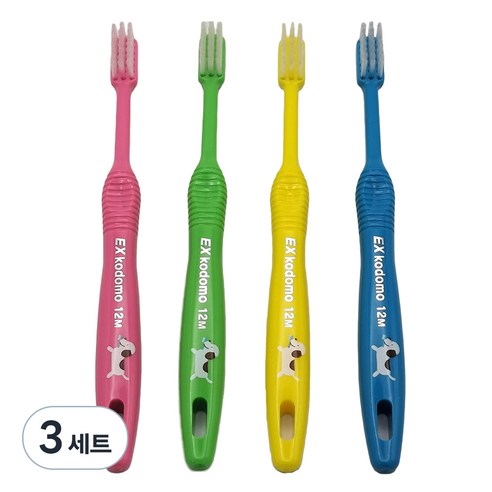 코도모 저학년 어린이 칫솔 12M, 혼합색상, 4개입, 3세트