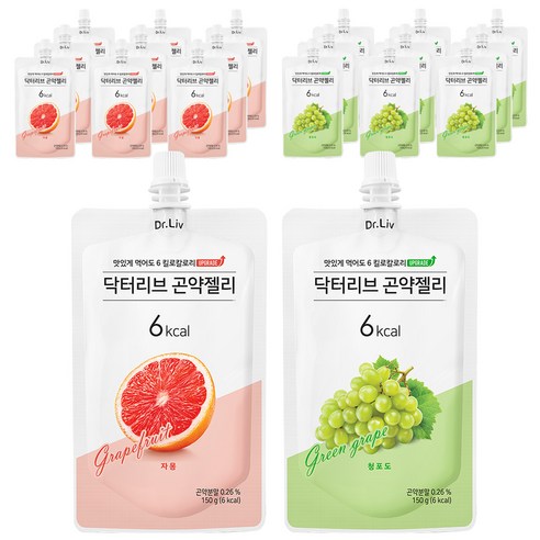닥터리브 곤약젤리 청포도 150ml x 10p + 자몽 150ml x 10p, 150g, 1세트