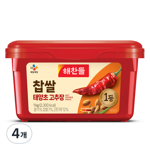 해찬들 찹쌀태양초고추장, 1kg, 4개