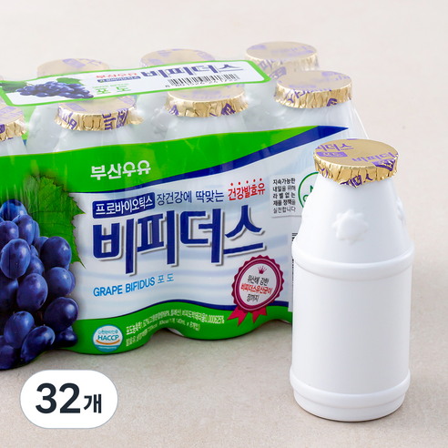 부산우유 비피더스 포도 발효유, 140ml, 32개