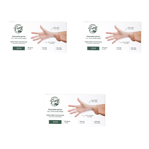 프로그 고탄력 프리미엄 위생장갑, 200개입, 3개