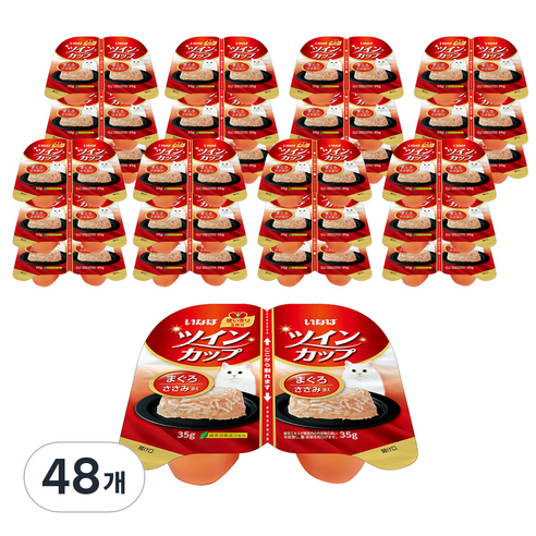 이나바 트윈컵 테린, 혼합맛(참치/닭가슴살), 70g, 48개