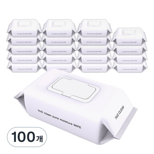 H2O클린 초순수 엠보싱 물티슈 캡형, 50g, 100매, 100개
