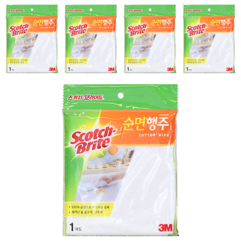 쓰리엠 스카치브라이트 순면행주 플러스, 5개