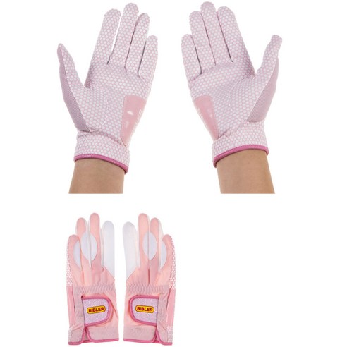 바이블러 여성용 논슬립 실리콘 골프장갑 양손 2세트, 핑크
