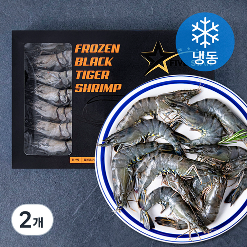 FIVESTAR 말레이시아산 블랙타이거 얼룩 새우 (냉동), 500g(20미), 2개