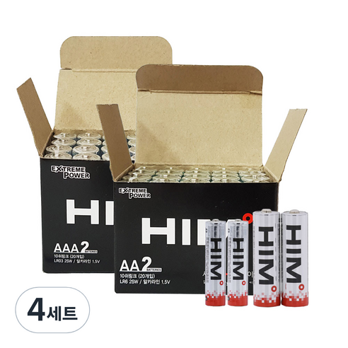 힘 알카라인 건전지 벌크 AA 20p + AAA 20p, 40개입, 4세트