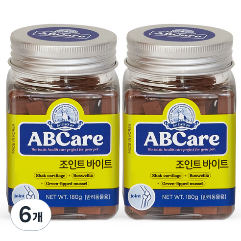 ABCare 반려동물 조인트 바이트 영양제 180g, 6개