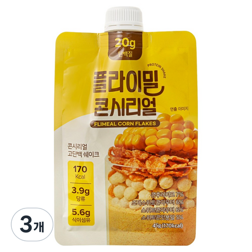 플라이밀 단백질 쉐이크 파우치 콘시리얼 7p, 3개, 315g
