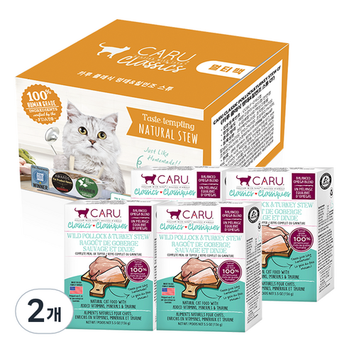 카루 고양이 클래식 명태 & 칠면조 스튜 4p, 624g, 2개