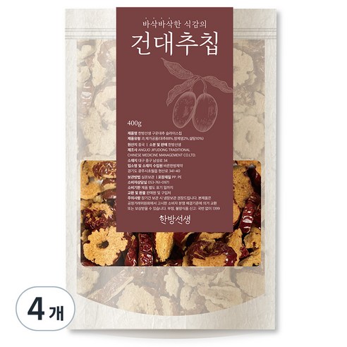 한방선생 구운대추 슬라이스 칩, 400g, 4개